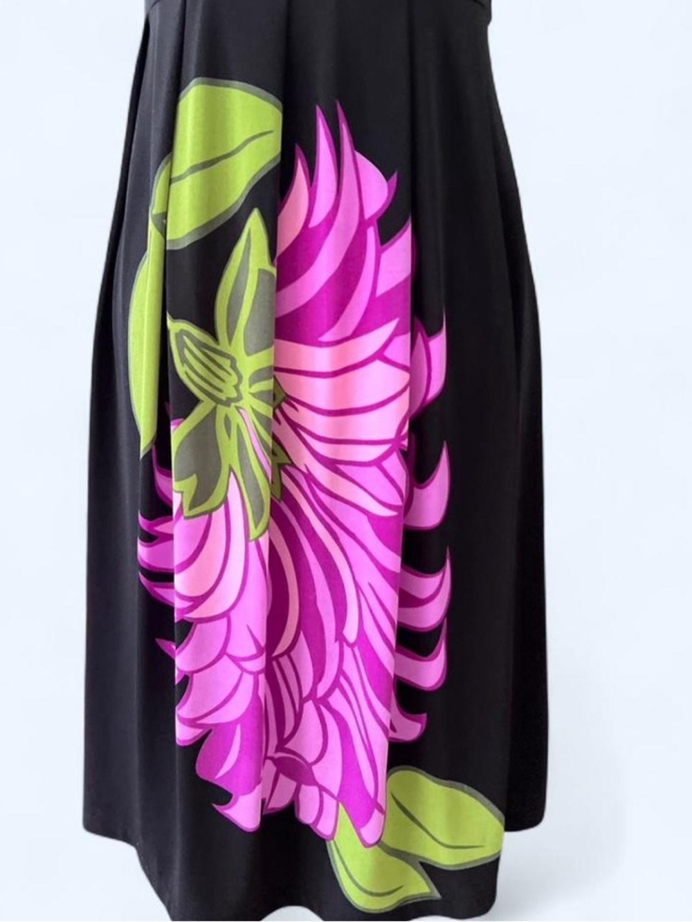 Y2K Strapless Black Dress with Pink & Green Floral Print Coastal Beachy Summer - Picture 3 of 11